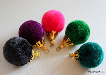 Colourful And Gold Velvet Bead x 5